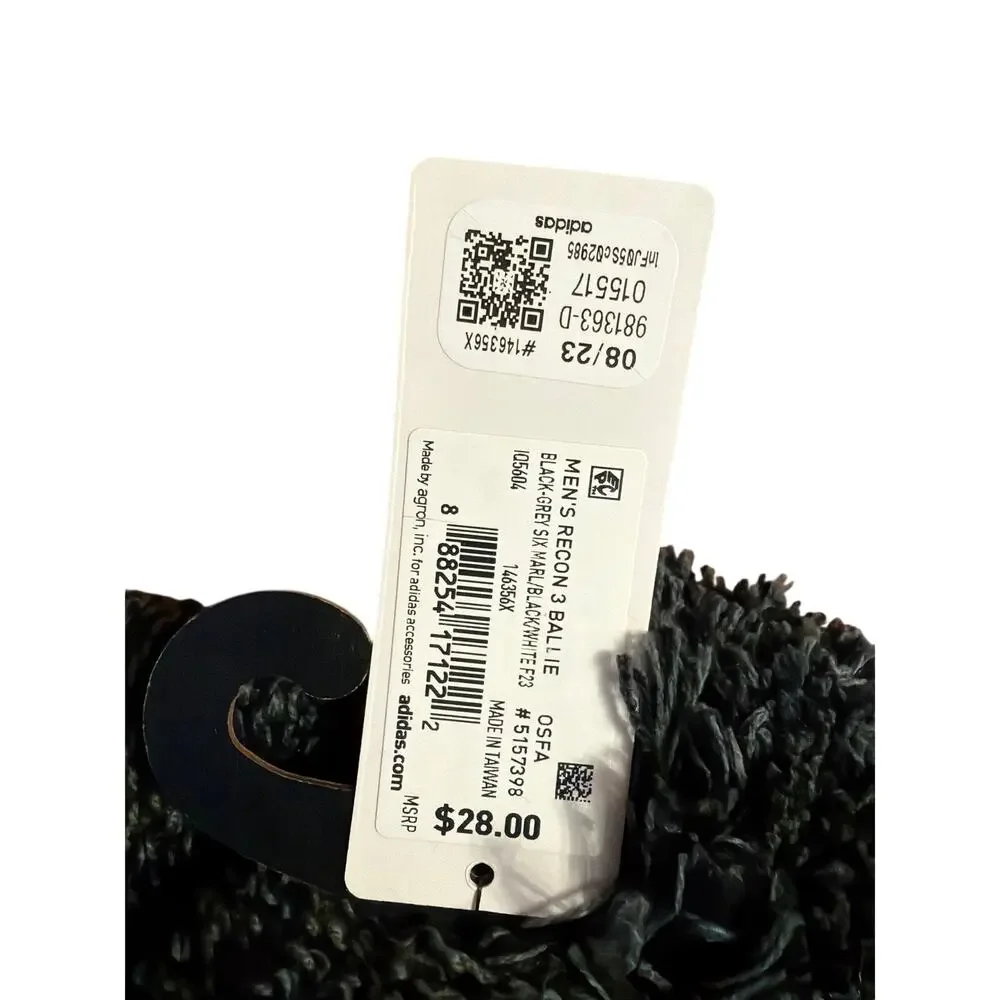 Adidas Men's Recon 3 Ballie Black & Gray Fleece Marble Beanie Winter Hat New